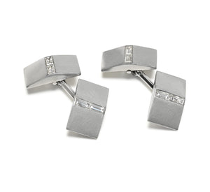 Art Deco Platinum Baguette Diamond Cufflinks