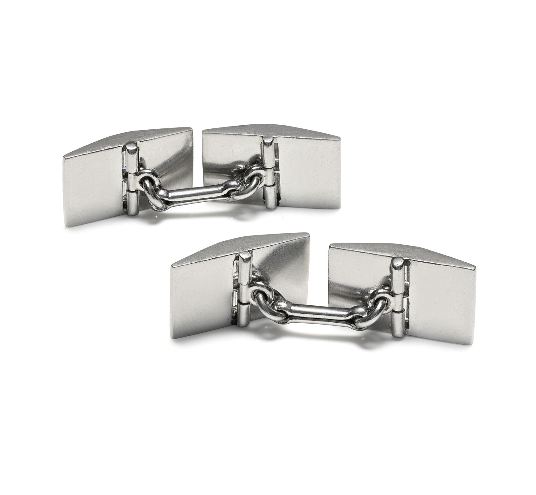 Double Sided Art Deco Platinum Baguette Diamond Cufflinks 