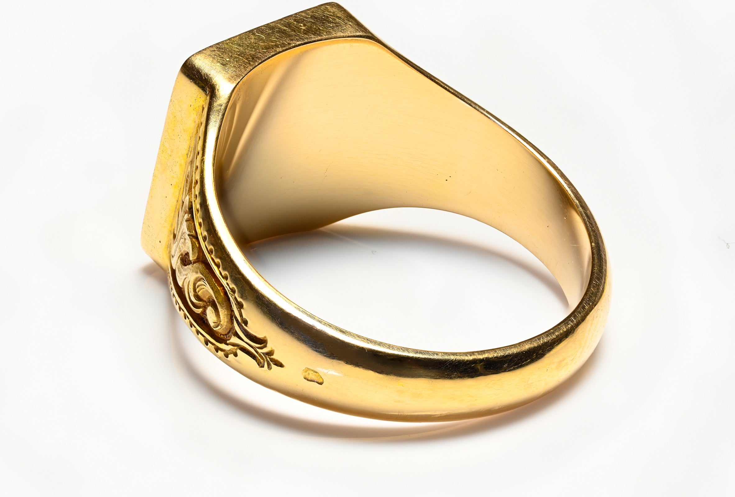 Art Nouveau 18K French Lion Crown Crest Mens Ring 