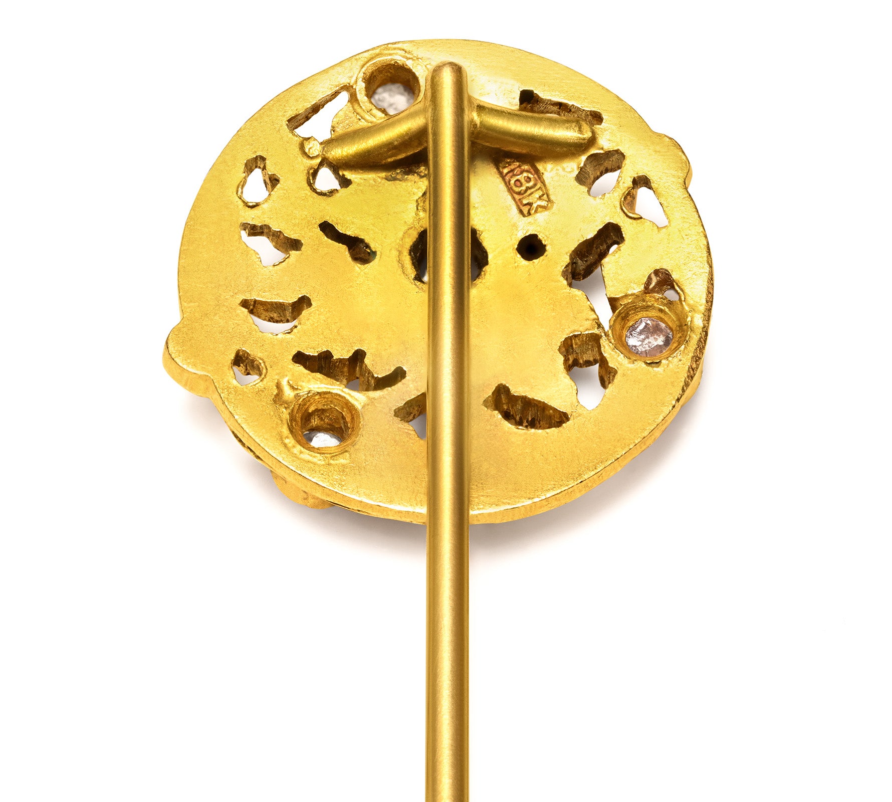 Antique Art Nouveau 18K Gold Rose-Cut Diamond Stick Pin