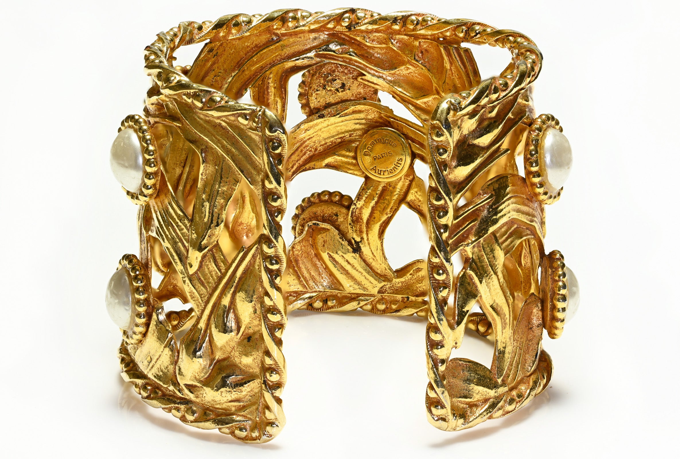 Dominique Aurientis Paris Wide Pearl Wheat Cuff Bracelet