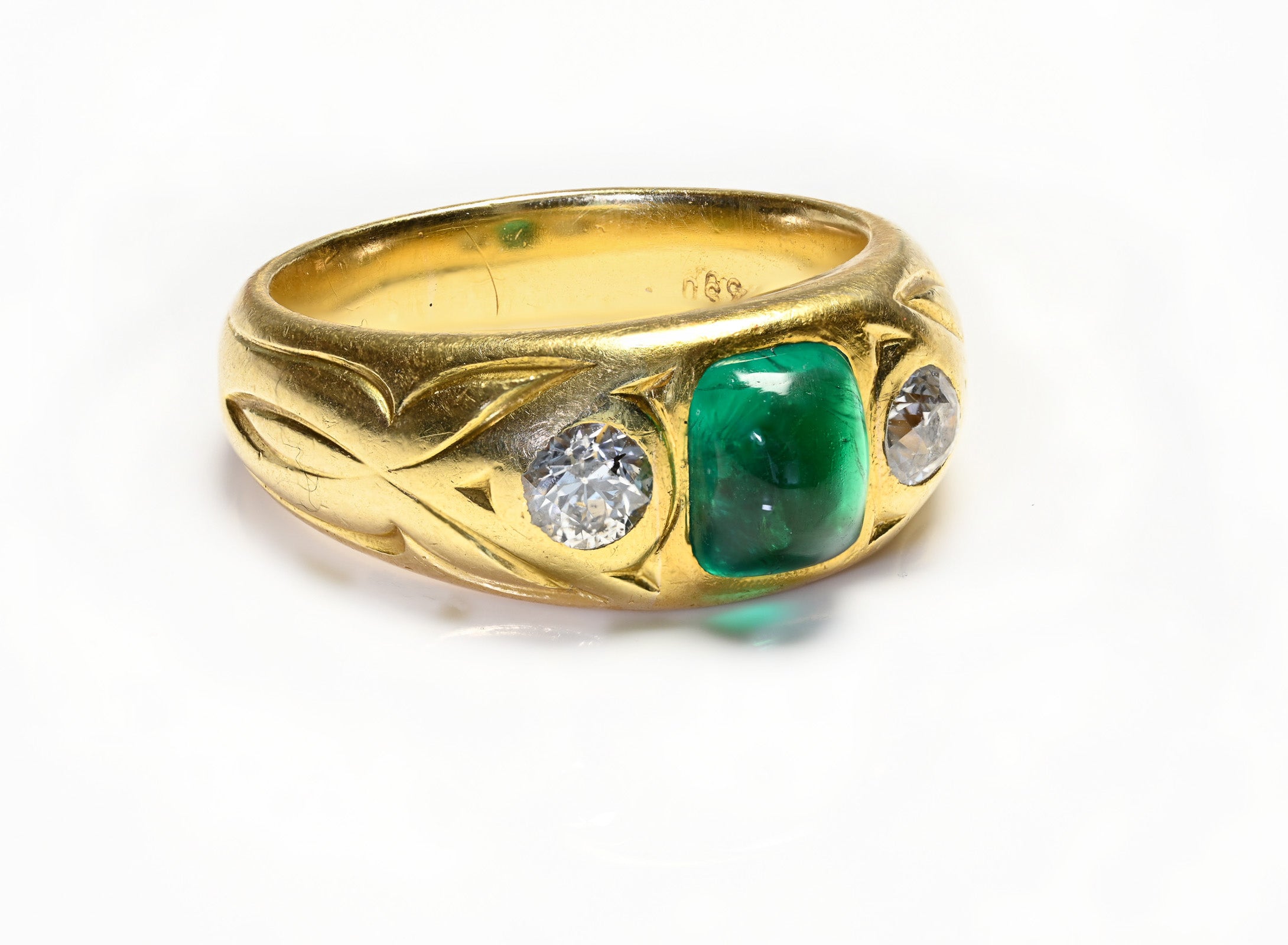 Belle Epoch 18K Gold  Emerald Diamond Men's Ring