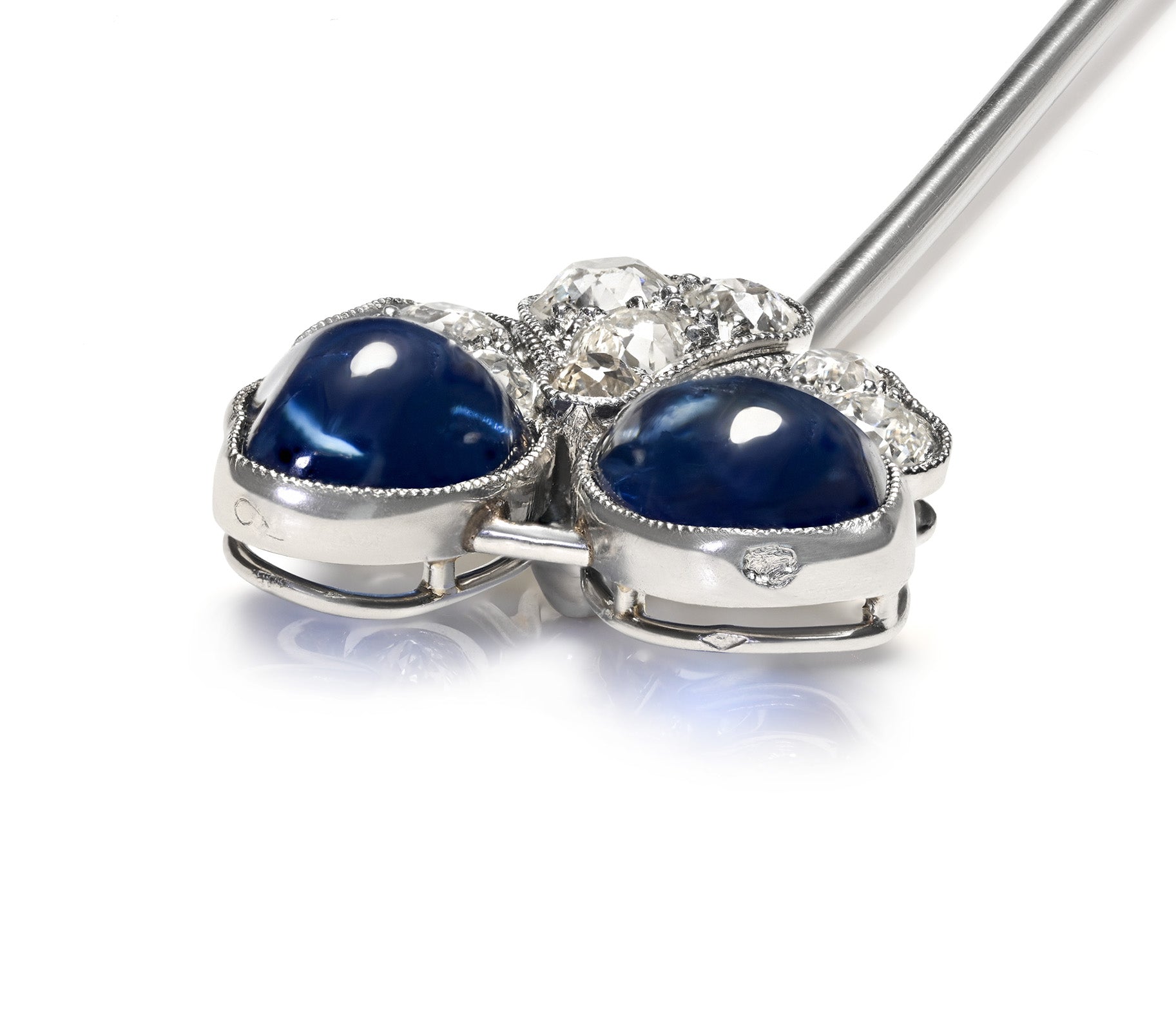 Belle Époque Unheated Burma Sapphire and Diamond Hat Pin Hallmark 