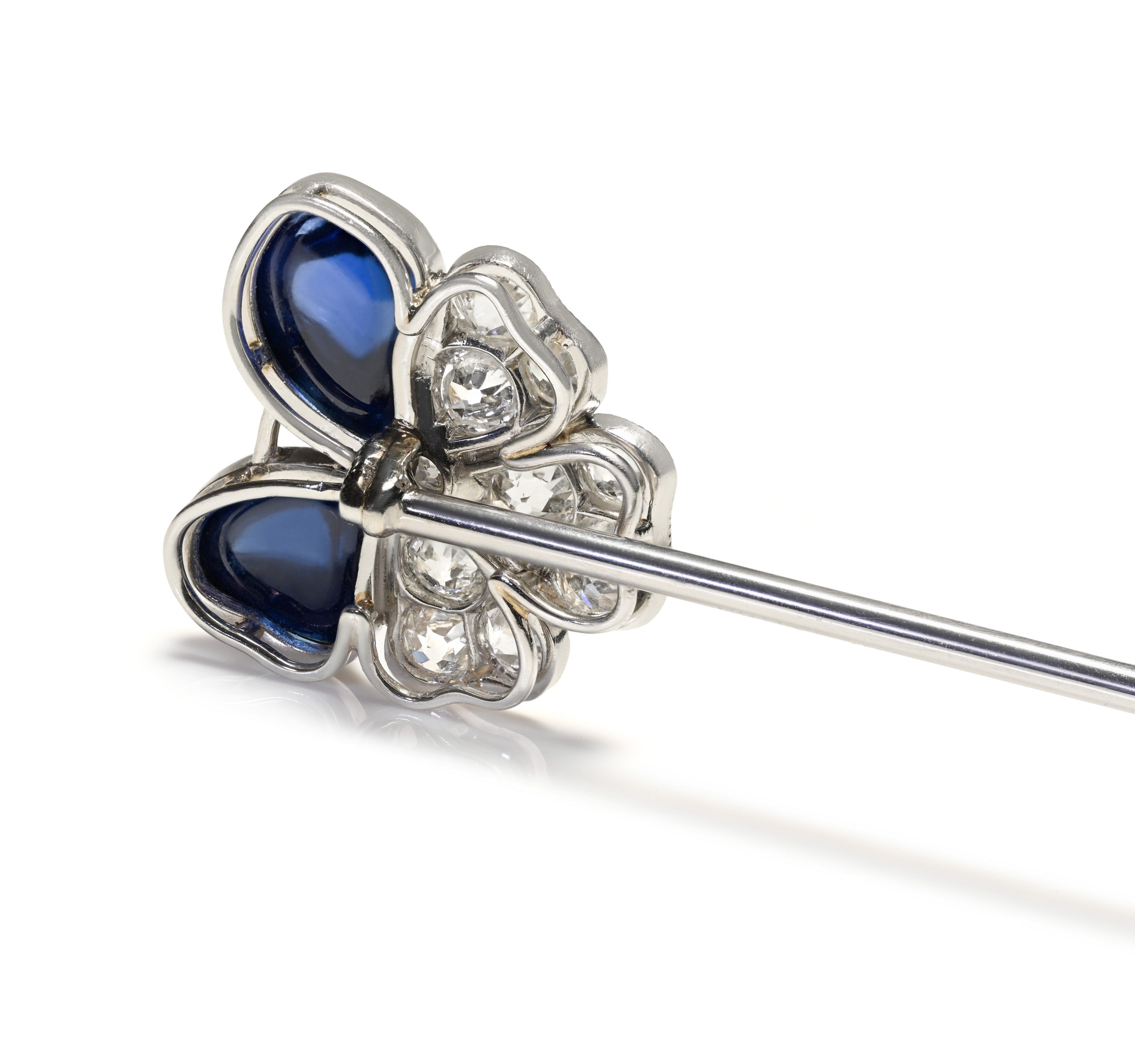 Edwardian Belle Époque Unheated Burma Sapphire and Diamond Hat Pin
