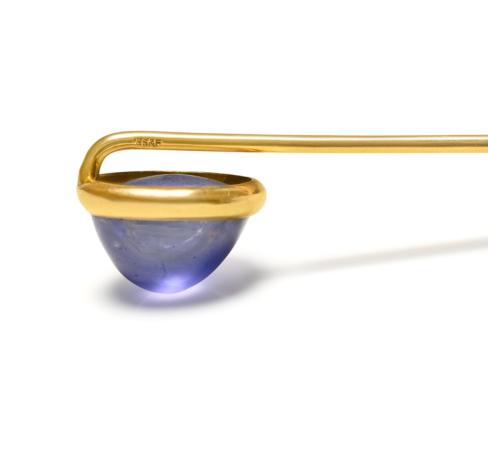 Black Starr & Frost Unheated Ceylon Sapphire Gold Stick Pin, 8 Carats