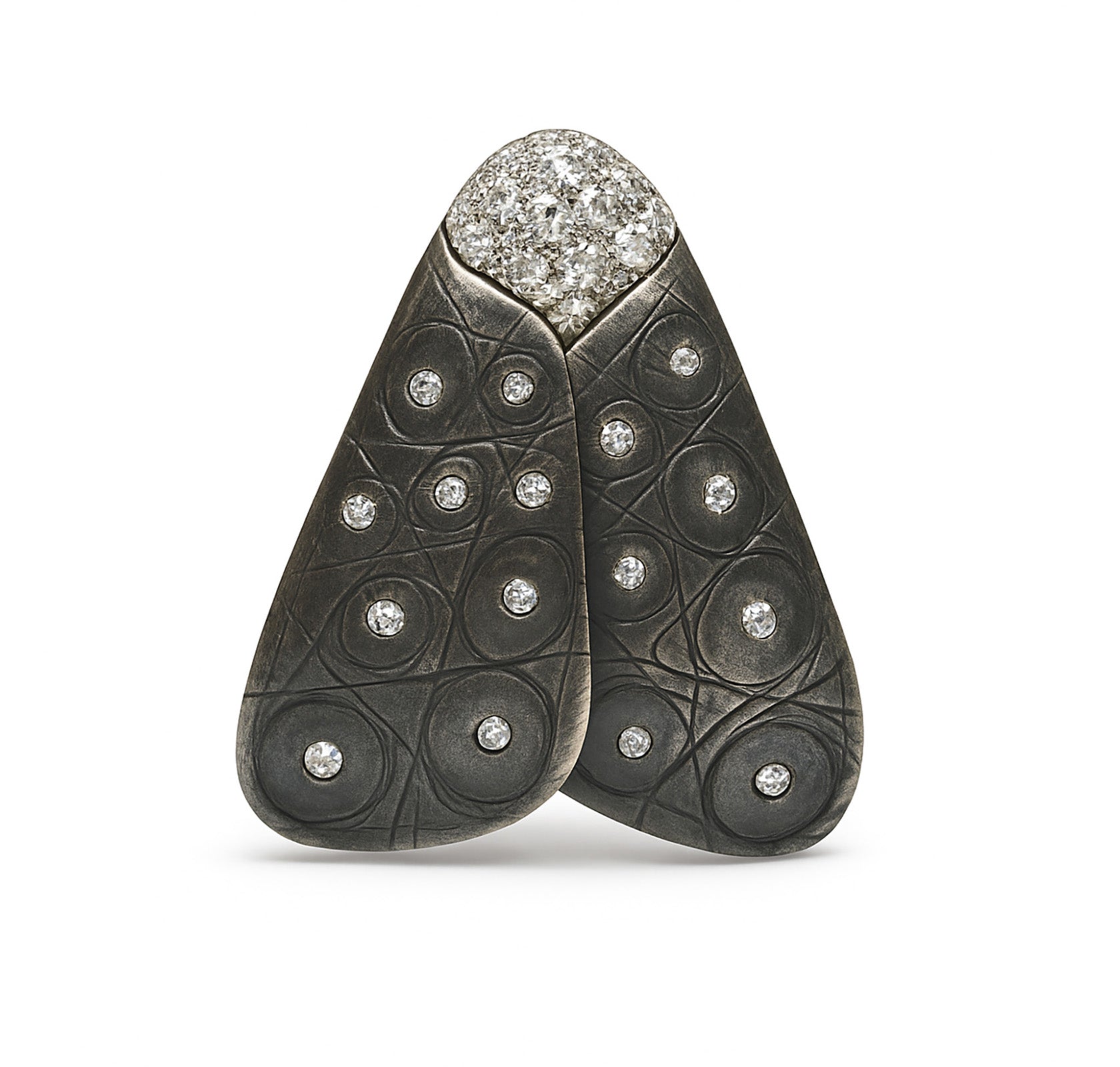Boregaard Platinum Sterling Diamond Moth Brooch Pin 