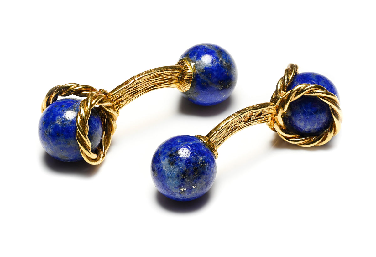Boucheron Paris 18K Gold and Lapis Cufflinks