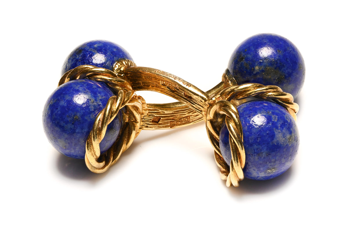 Boucheron 18K Gold and Lapis Lazuli Cufflinks Vintage