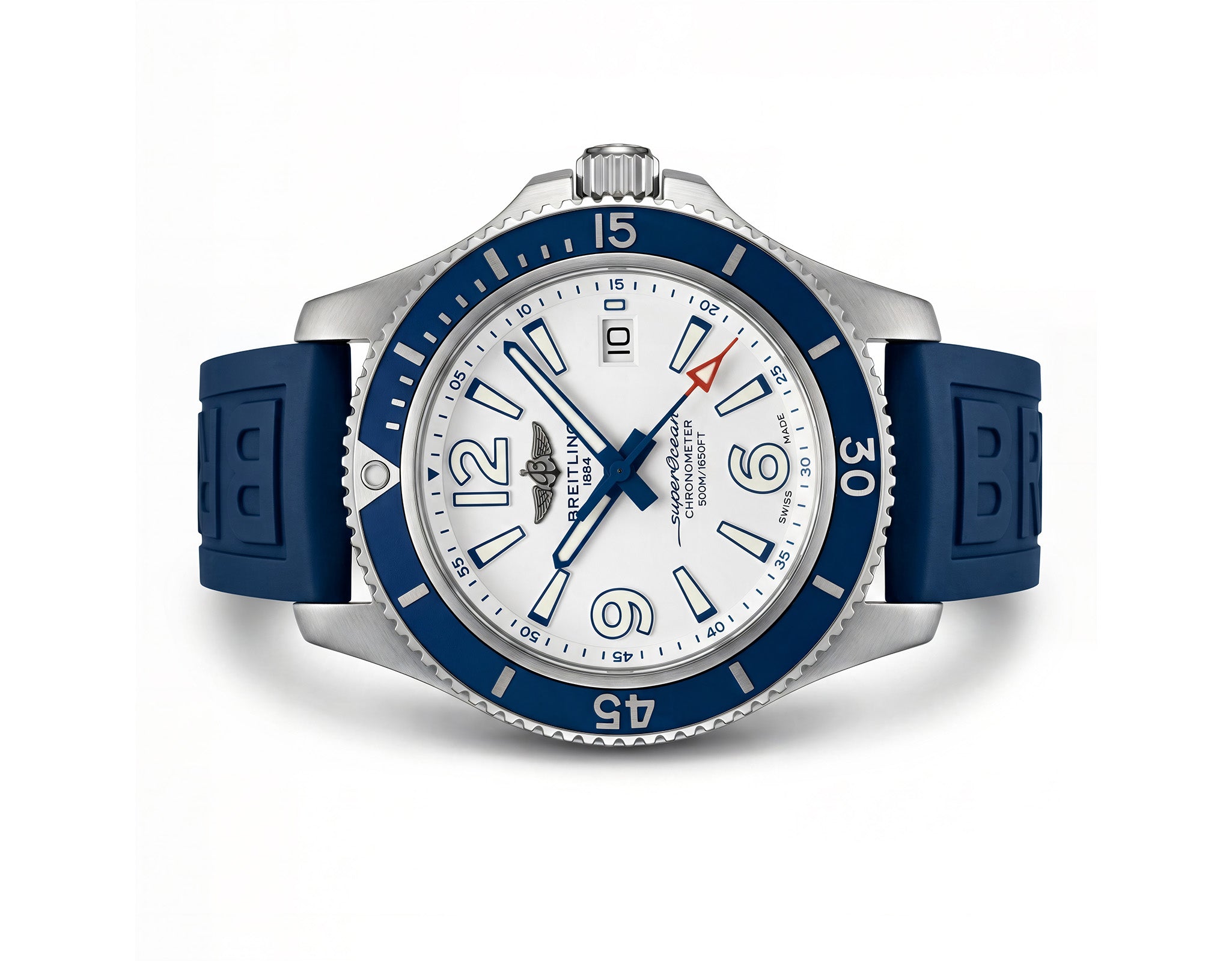 Breitling Superocean Automatic 42 Blue Rubber Strap Watch A17366