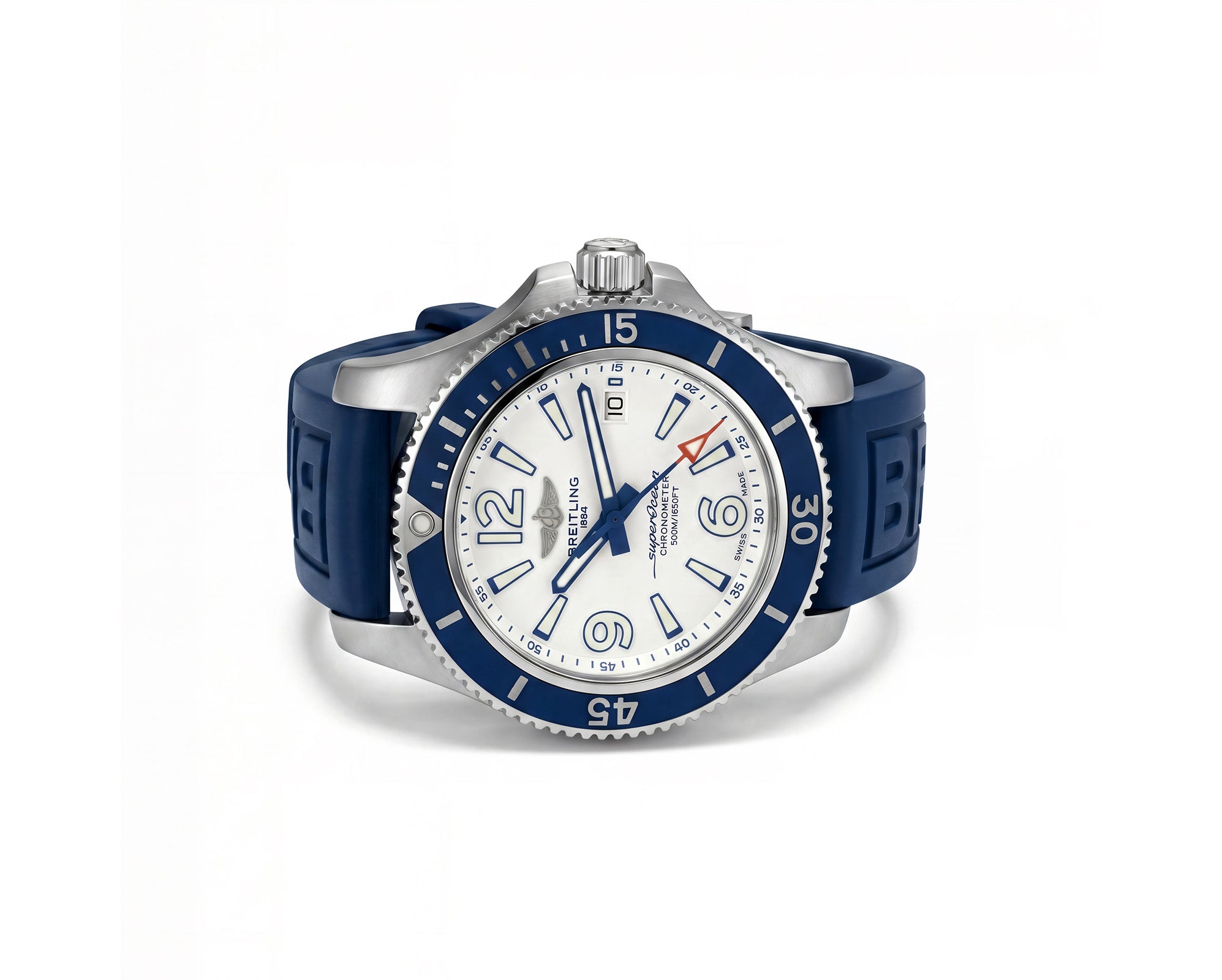 Men's Breitling Superocean Automatic 42 Blue Rubber Strap Watch A17366