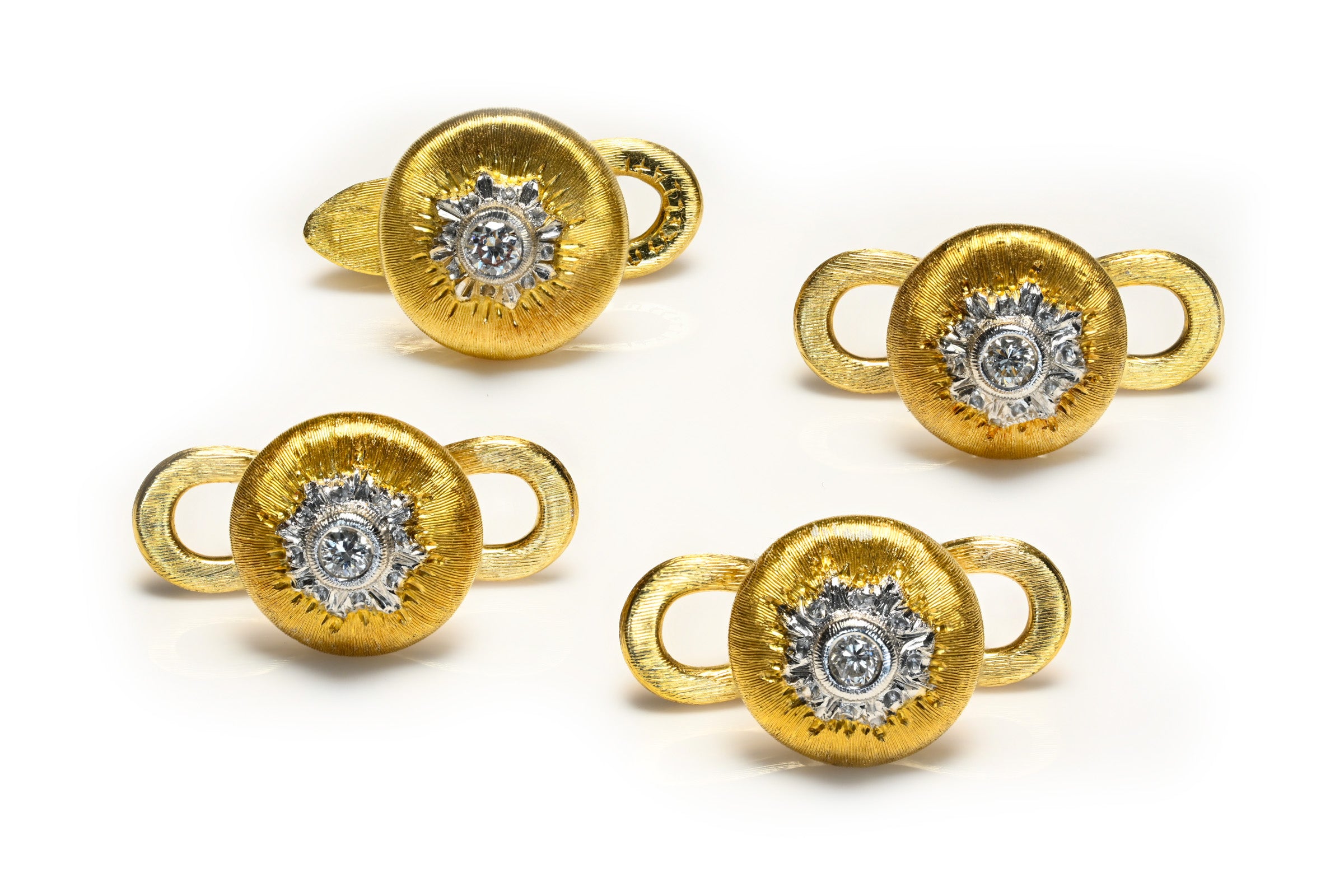 Buccellati 18K Gold Diamond Cufflinks and Four Stud Dress Set