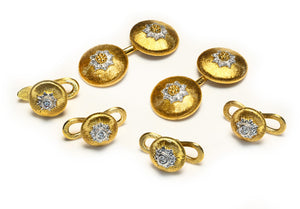 Buccellati 18K Gold Diamond Cufflinks and Four Stud Dress Set