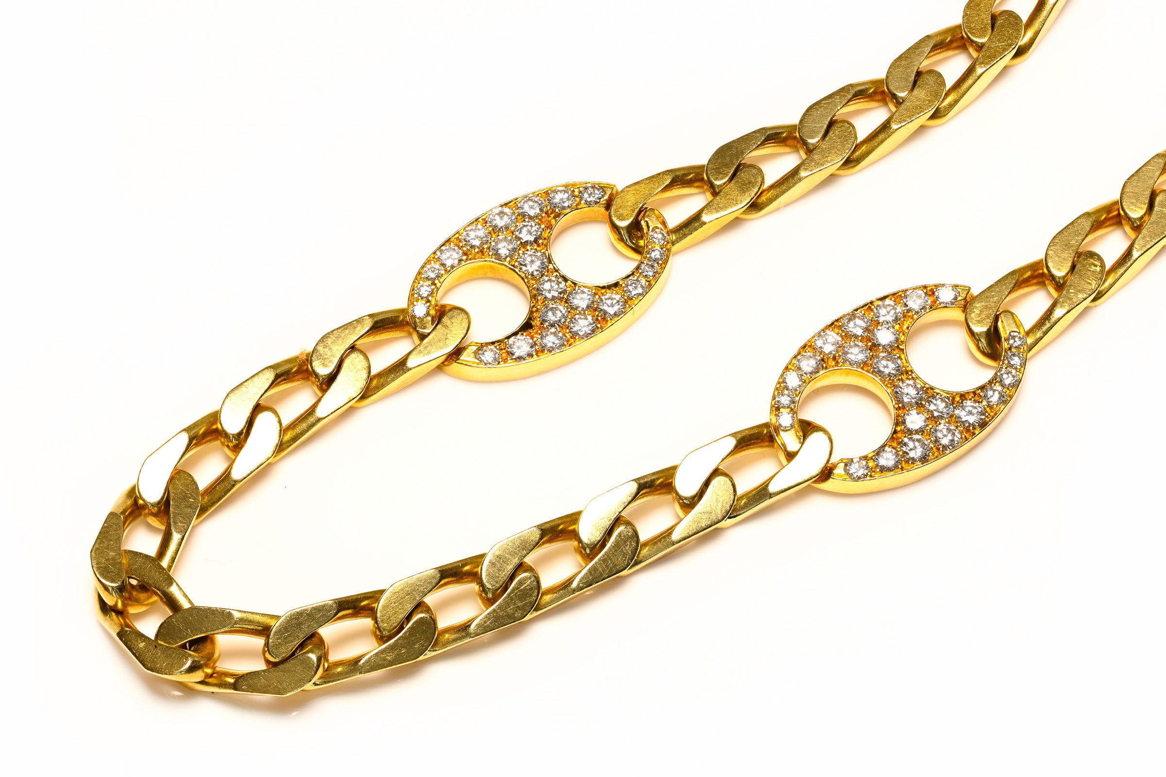 Bulgari Bvlgari 18K Gold Link Diamond Necklace
