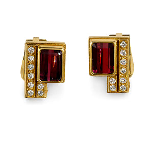 Burle Marx Pink Tourmaline Diamond Earrings in 18K Gold