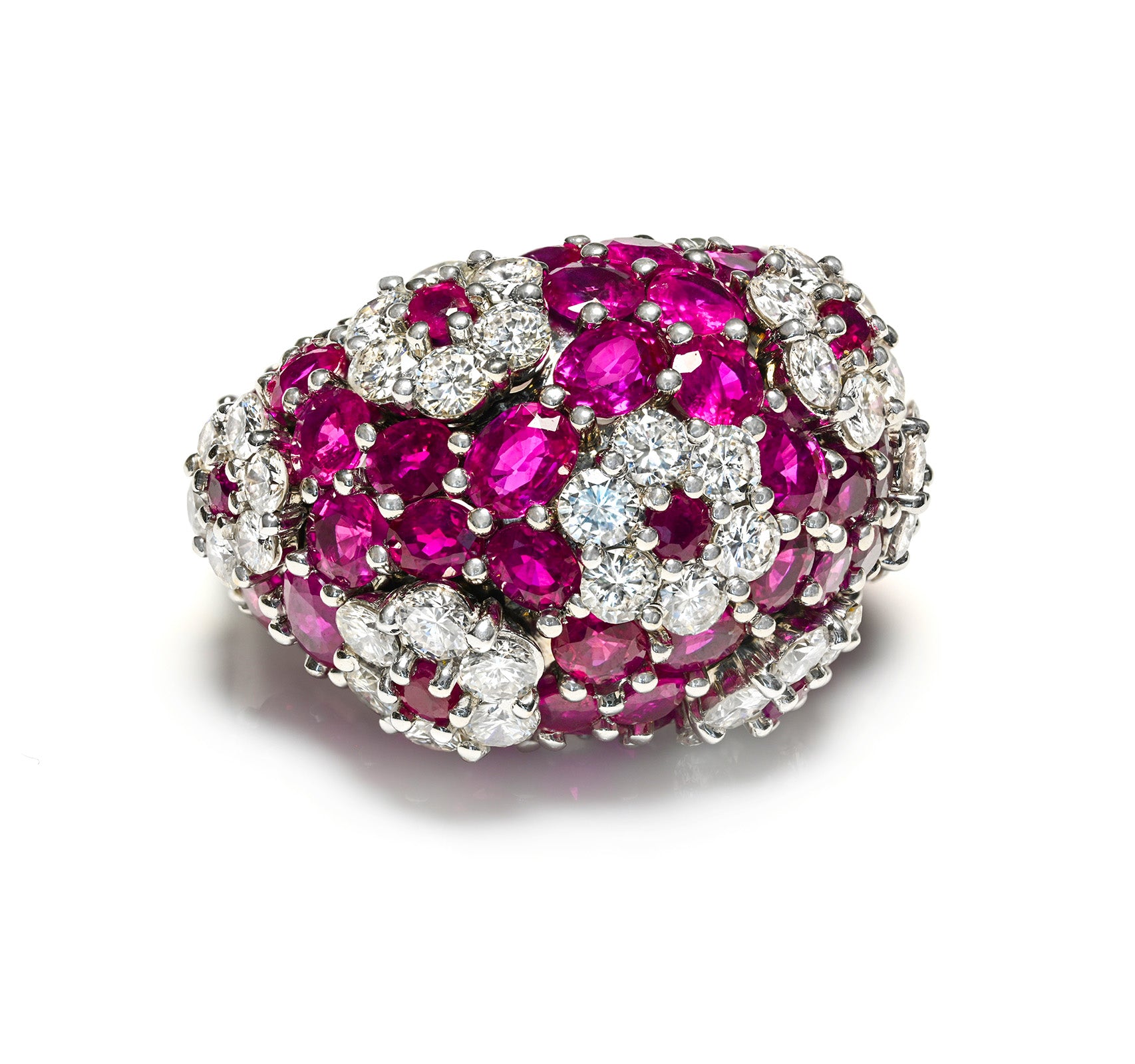 Burma Ruby Diamond Dome 18K gold Ring 