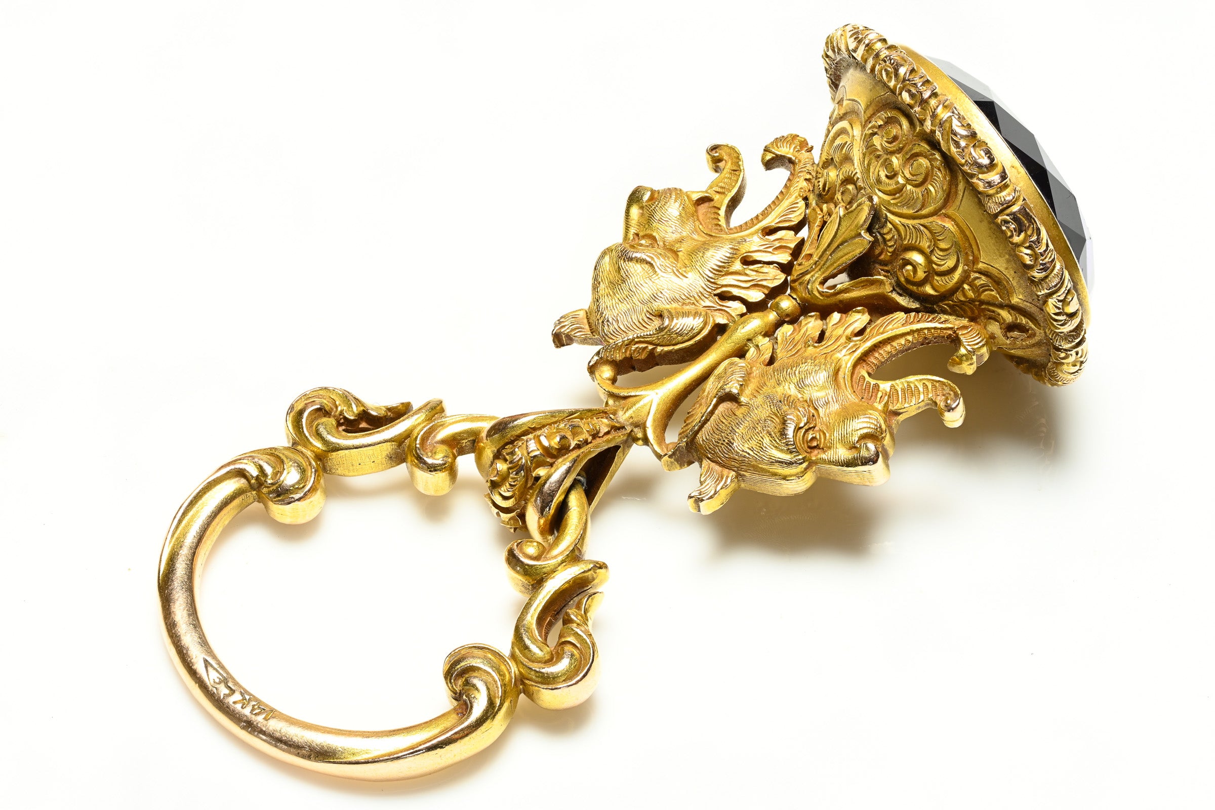 Carter Gough & Co. Art Nouveau Gold Amethyst Griffin Fob