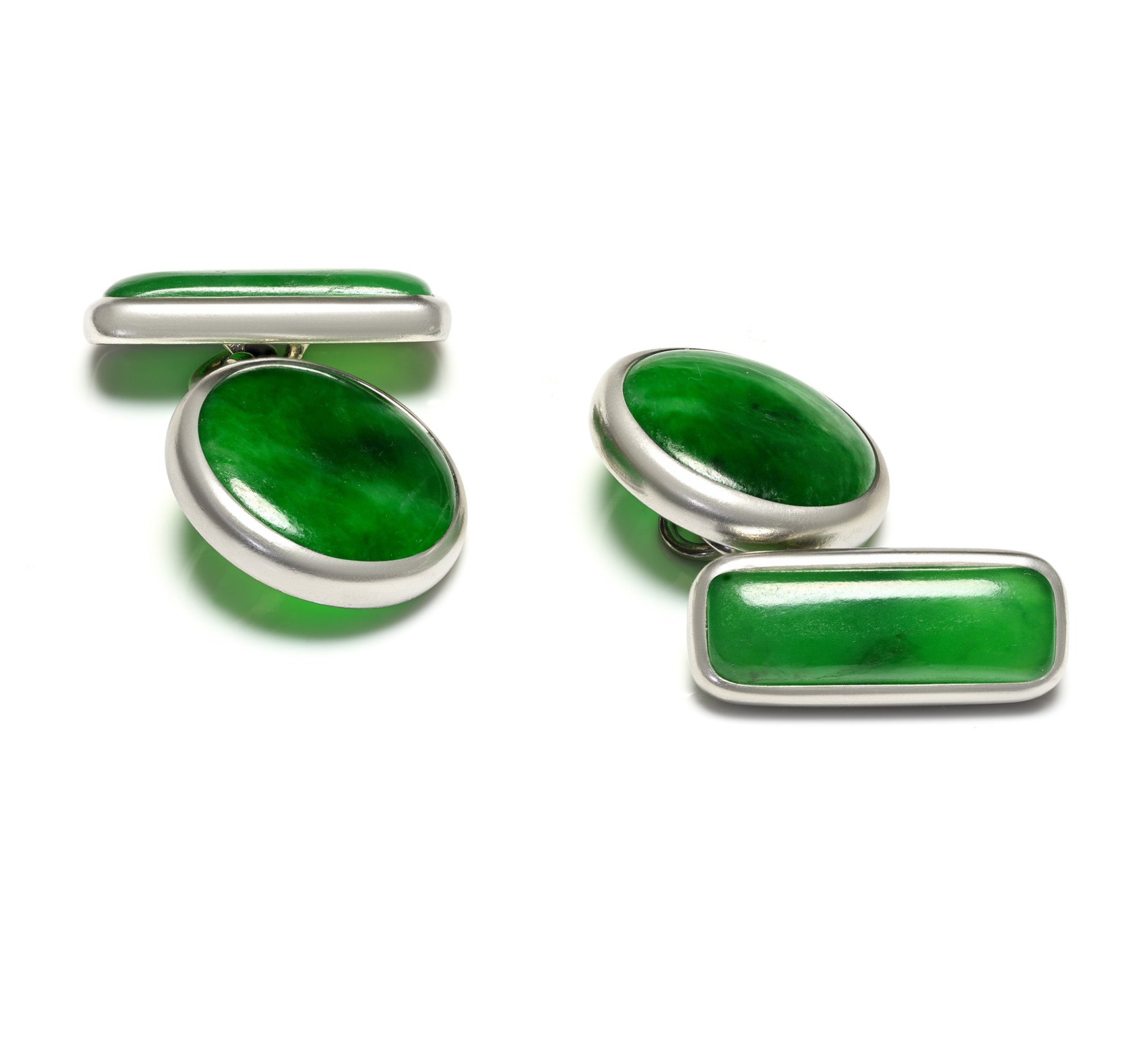 Cartier Platinum Jadeite Cabochon Cufflinks Art Deco 
