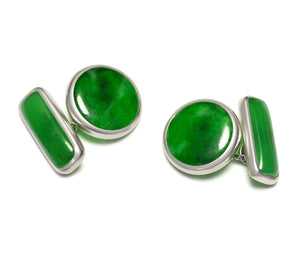 Cartier Platinum Jadeite Cabochon Cufflinks