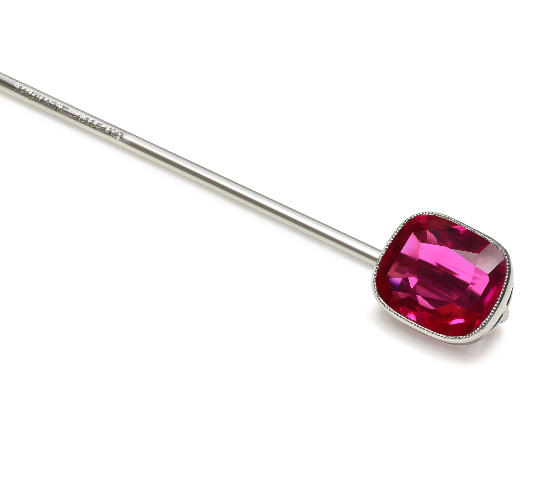 Cartier Unheated Natural Ruby Platinum Stick Pin Edwardian 