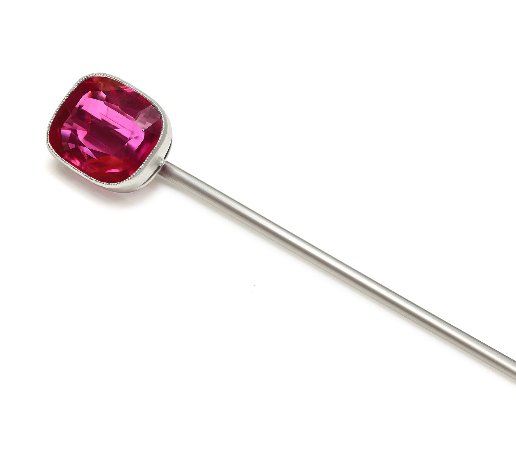 Cartier Unheated Natural Ruby Platinum Stick Pin