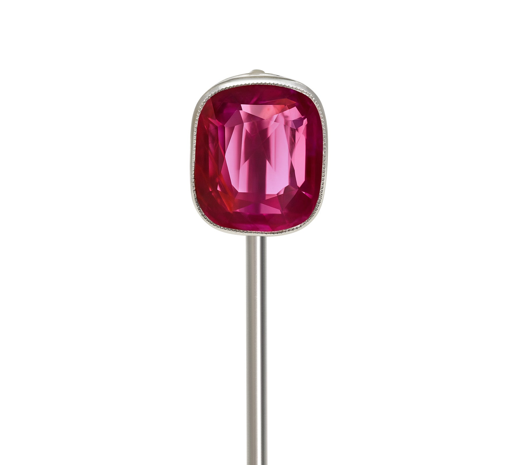 Cartier Unheated Natural Ruby Platinum Stick Pin