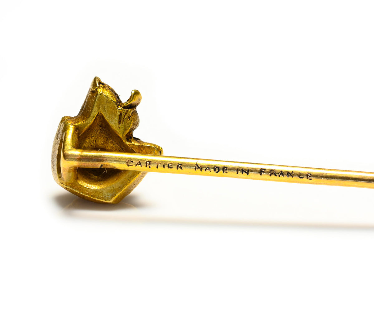 Cartier Antique 18K Gold Hound Dog Stick Pin, Made in France 