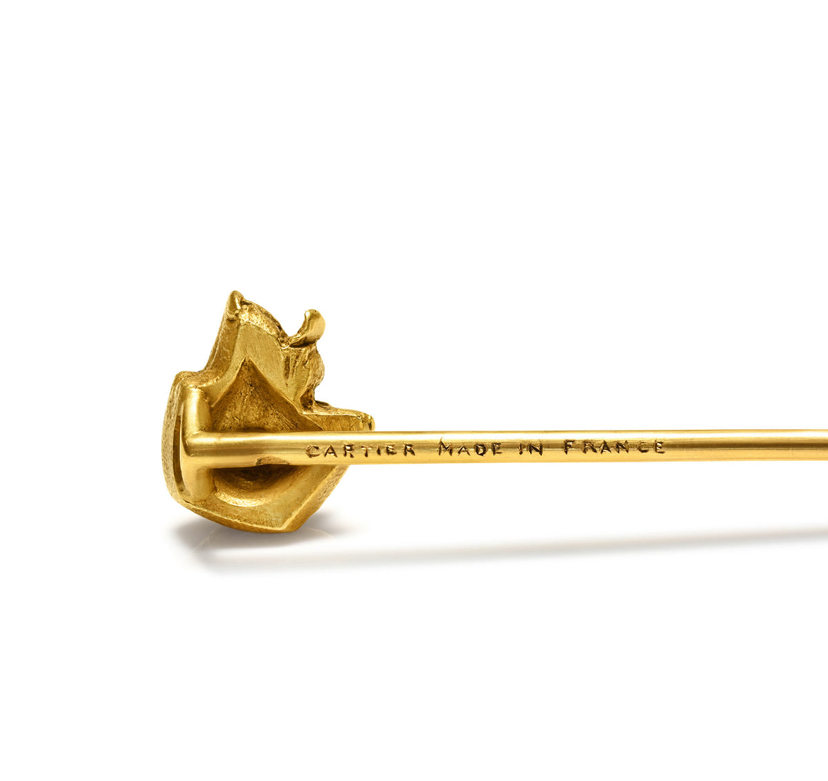 An Antique Cartier 18K Gold Hound Dog Stick Pin, France