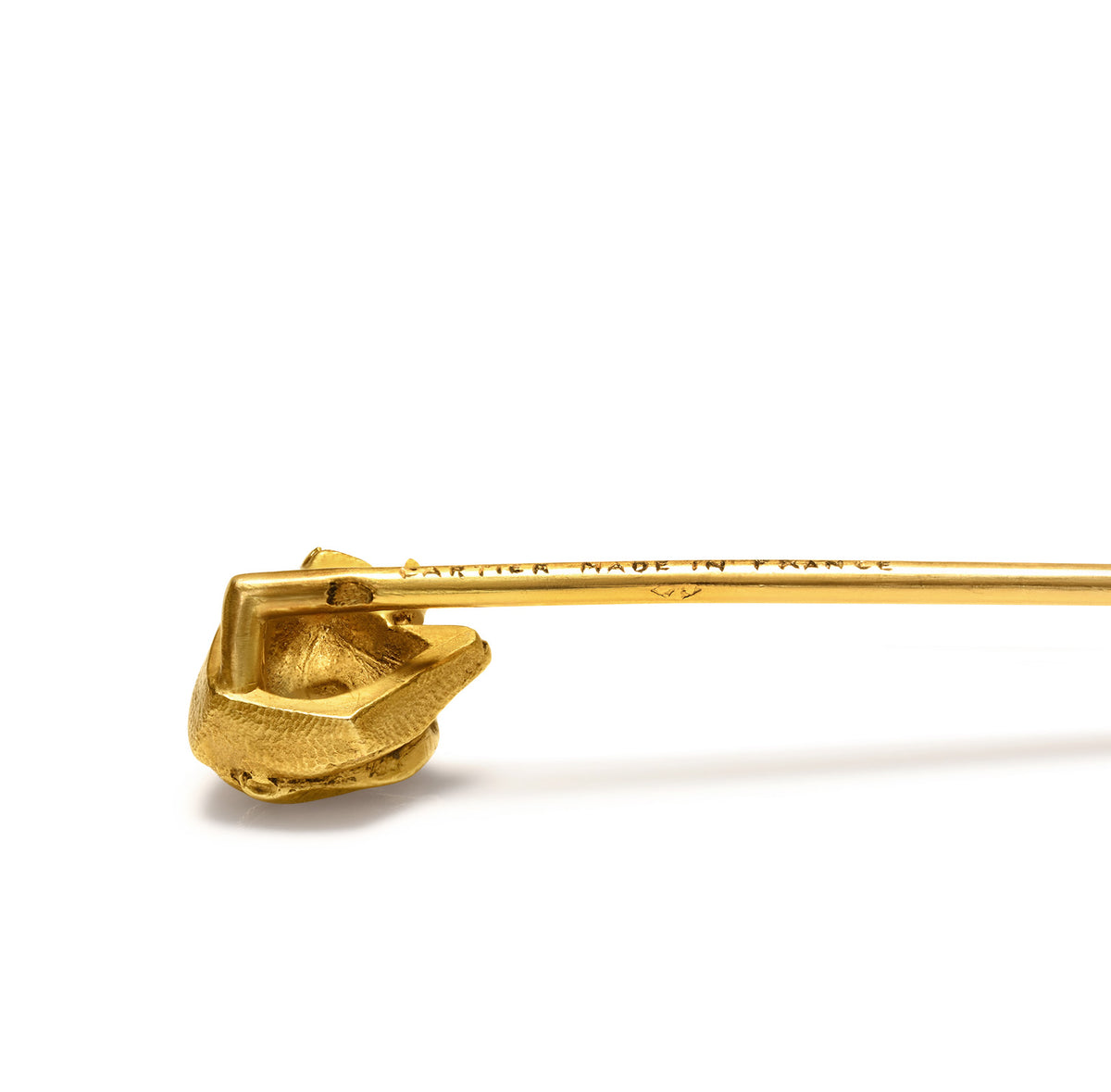 Cartier Made in France Antique 18K Gold Hound Dog Pin with Hallmark
