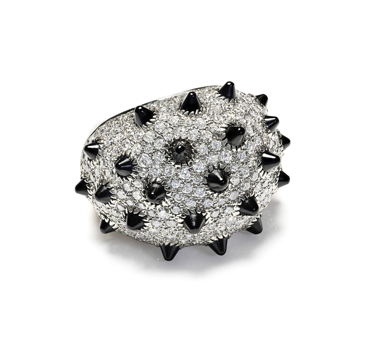 Cartier Panthere Diamond Black Onyx Spiked Dome Ring in 18K Gold