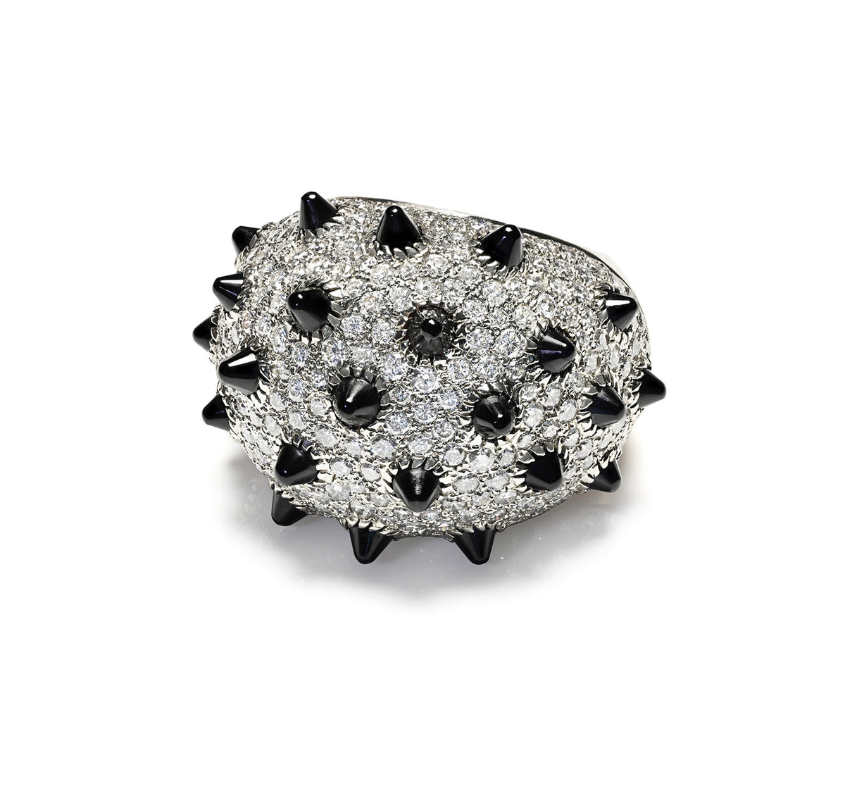Cartier Clash Unlimited Diamond Black Onyx Spiked Dome Ring in 18K Gold