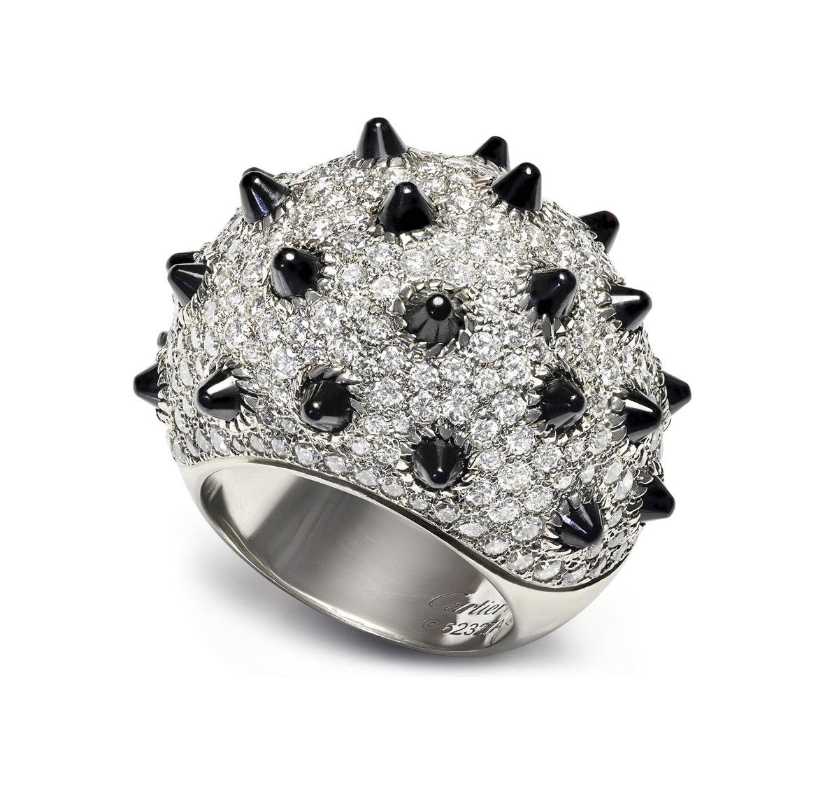 Cartier Clash Diamond Onyx 18K Gold Spiked Dome Ring 