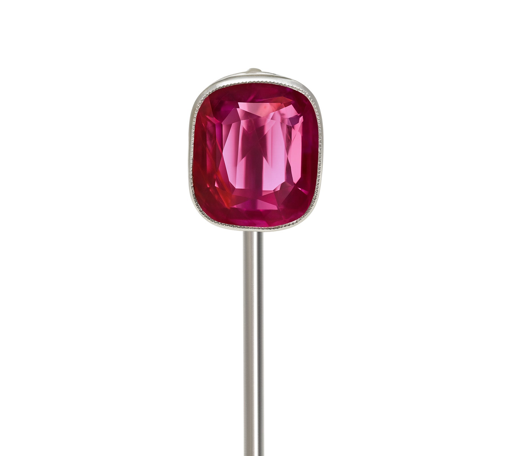 Cartier Edwardian Unheated Natural Ruby Platinum Stick Pin
