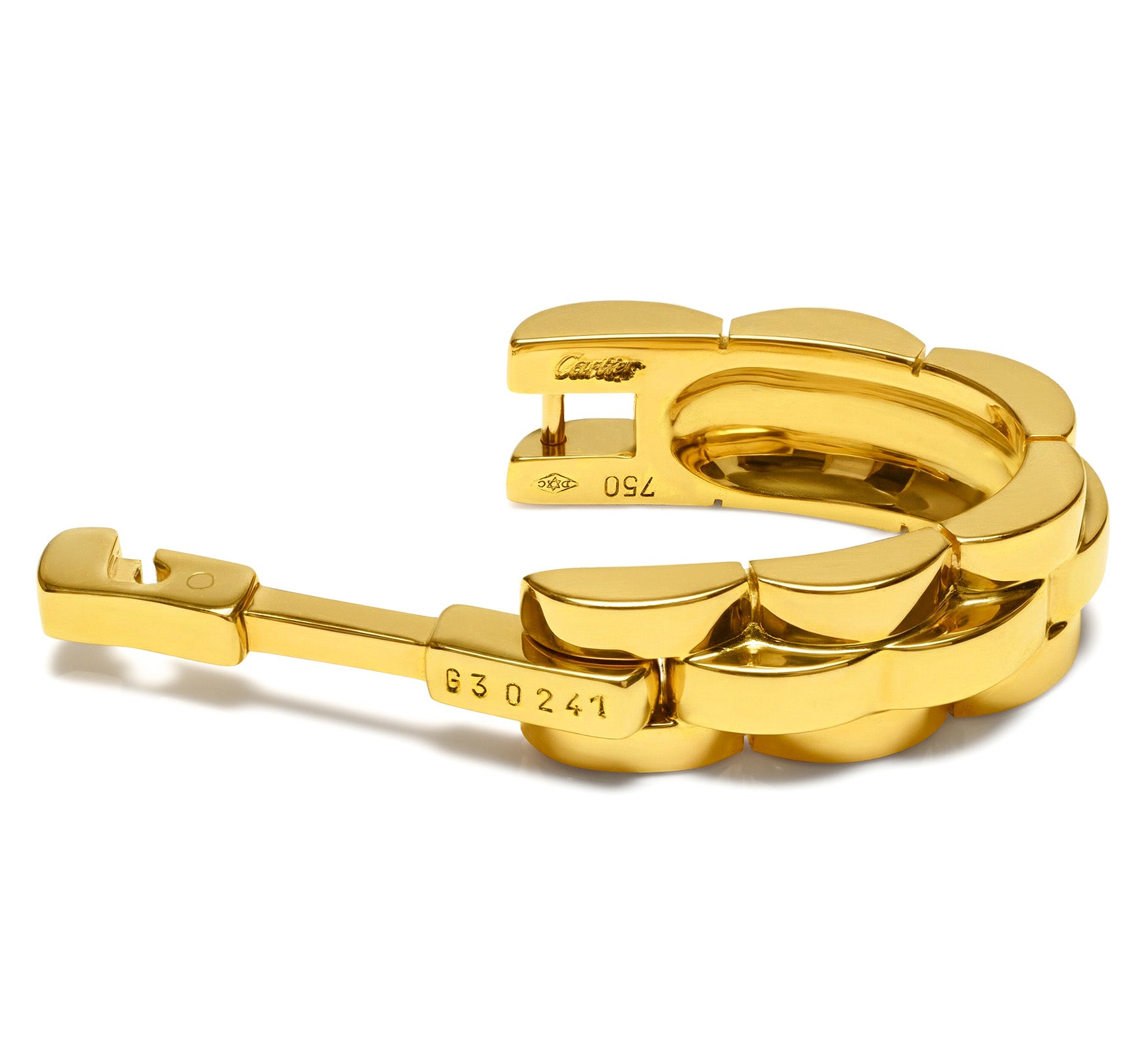 Cartier Panthère Maillon 18K Yellow Gold Stirrup Cufflinks Serial Number 