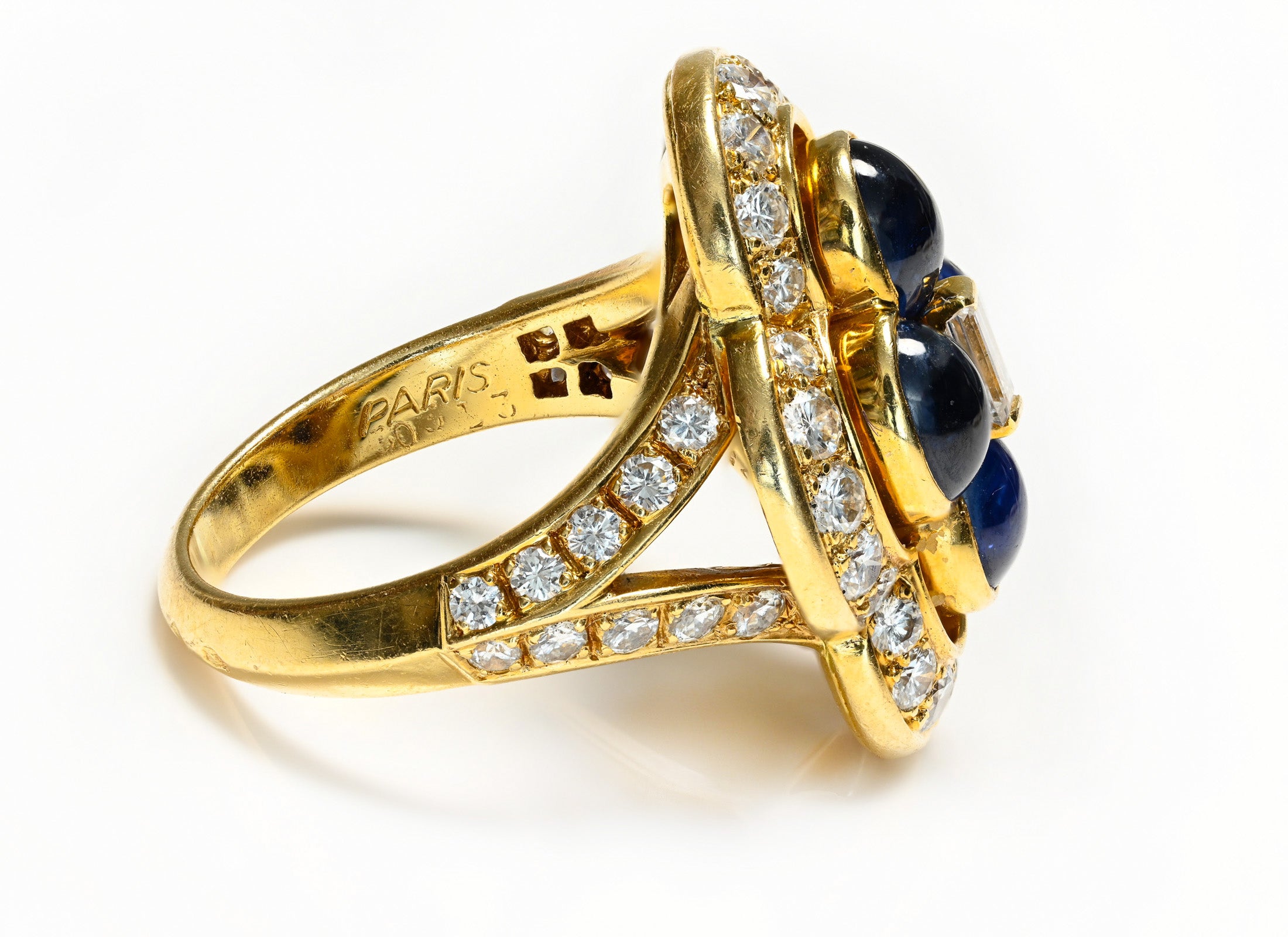 Cartier Paris 18K Gold Diamond Sapphire Ring 