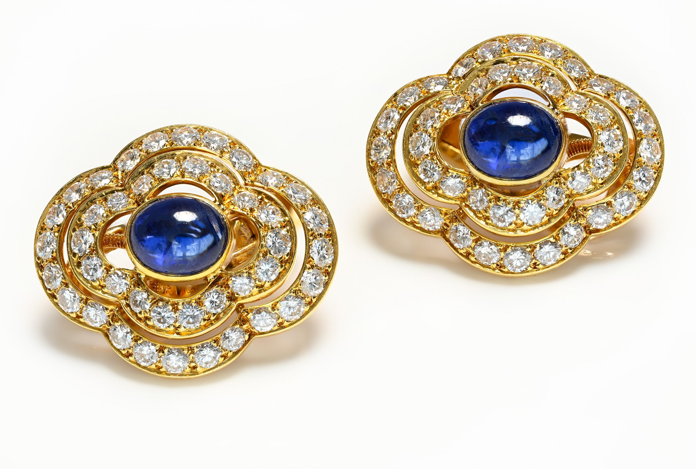 Cartier Paris 18K Gold Diamond Sapphire Earrings