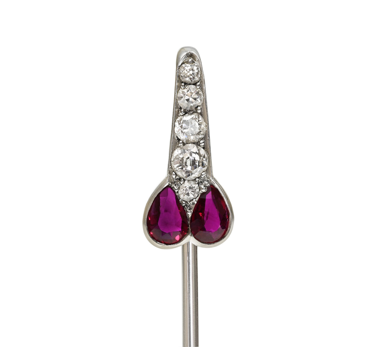 Cartier Pear-Shaped Ruby Diamond Stick Pin 