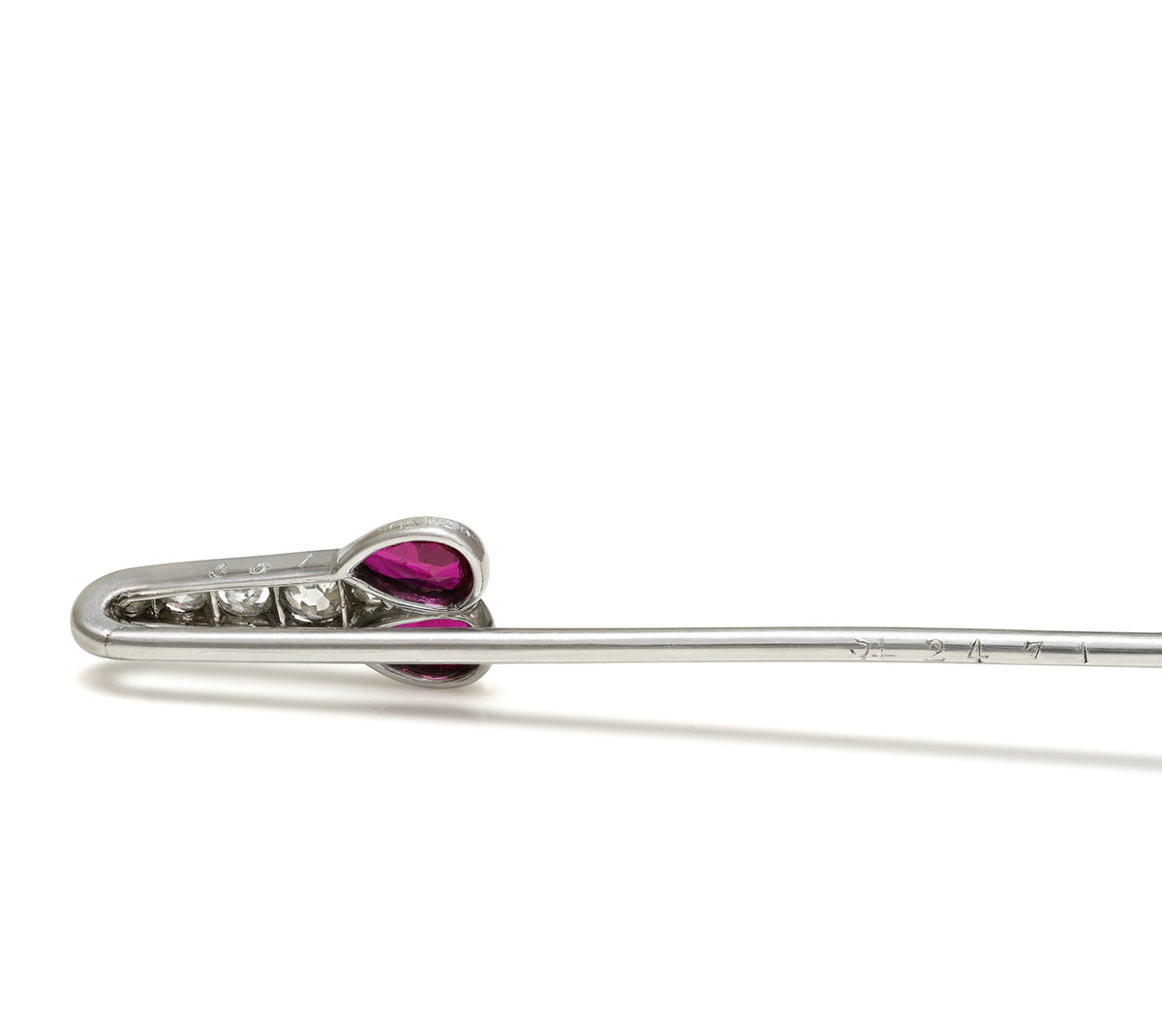 Cartier Ruby and Diamond Stick Pin in Platinum