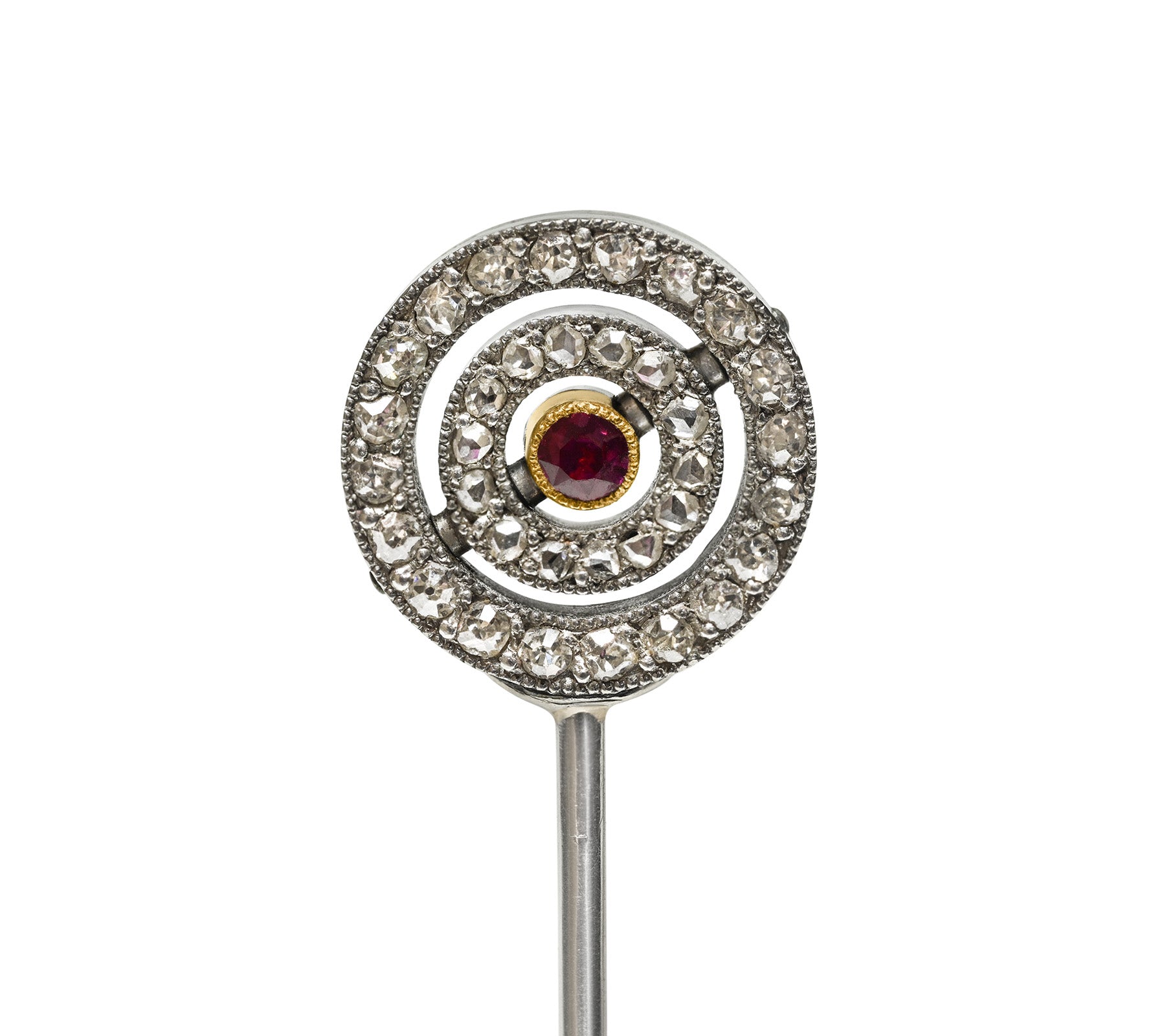 Cartier Ruby and Diamond Reversible Swivel Stick Pin