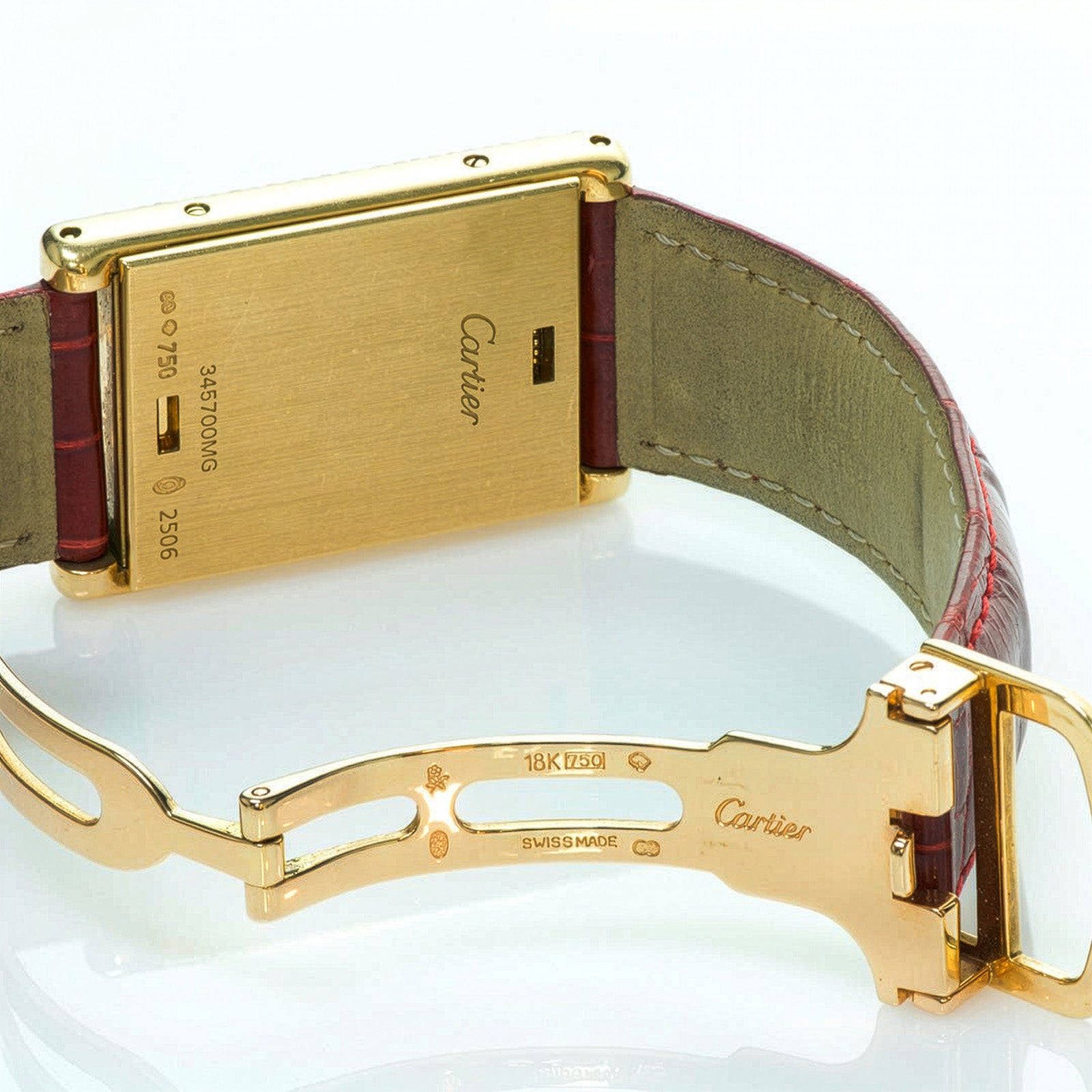 Cartier Tank Basculante 18K Gold Diamond Watch 2506