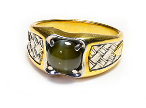 Antique Cat's-Eye Alexandrite 18K Gold Platinum Men's Ring