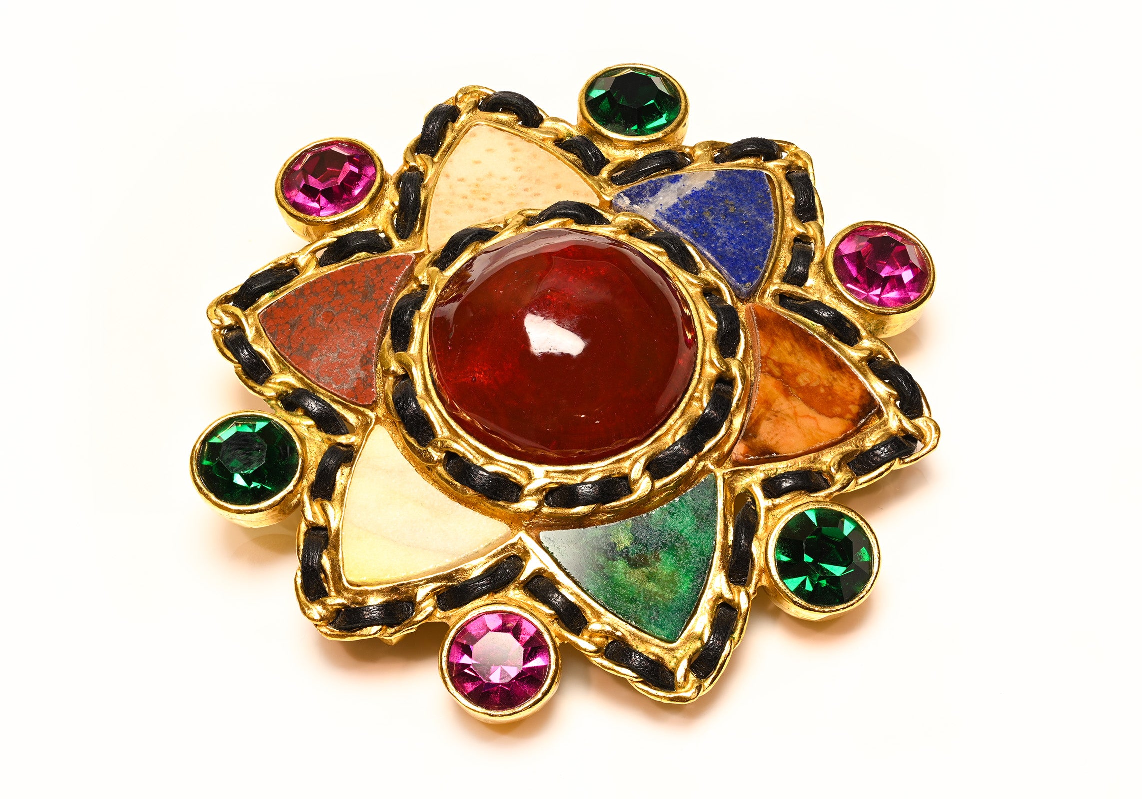 Chanel Couture 1995 Gripoix Glass Agate Star Brooch