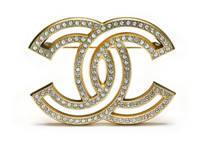 Chanel Paris Fall 2019 Gold Tone Crystal CC Brooch