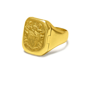 Victorian Charles Green & Sons 18K Gold Hinged Signet Locket Ring