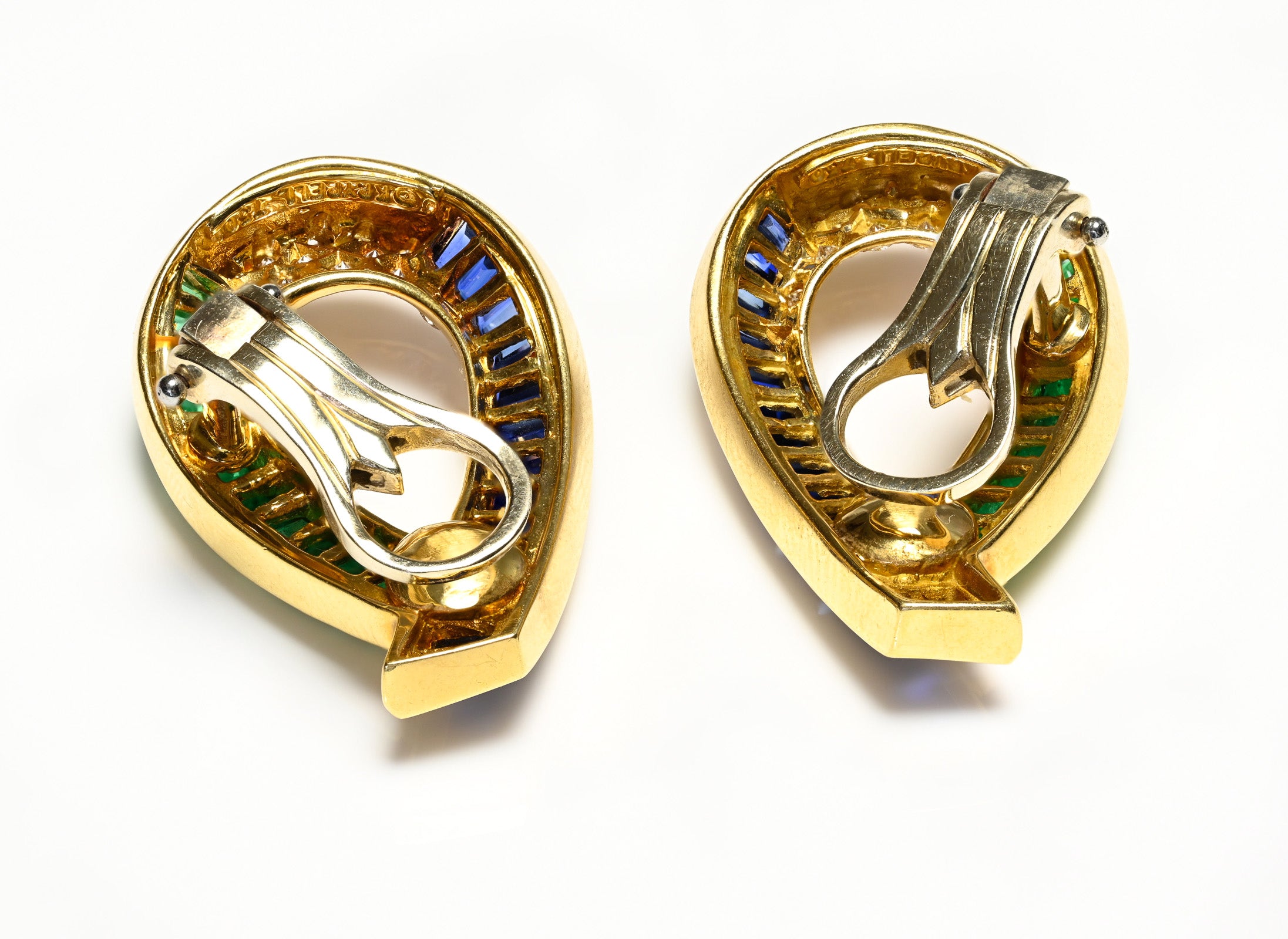 Krypell 18K Gold Sapphire Diamond Emerald Earrings