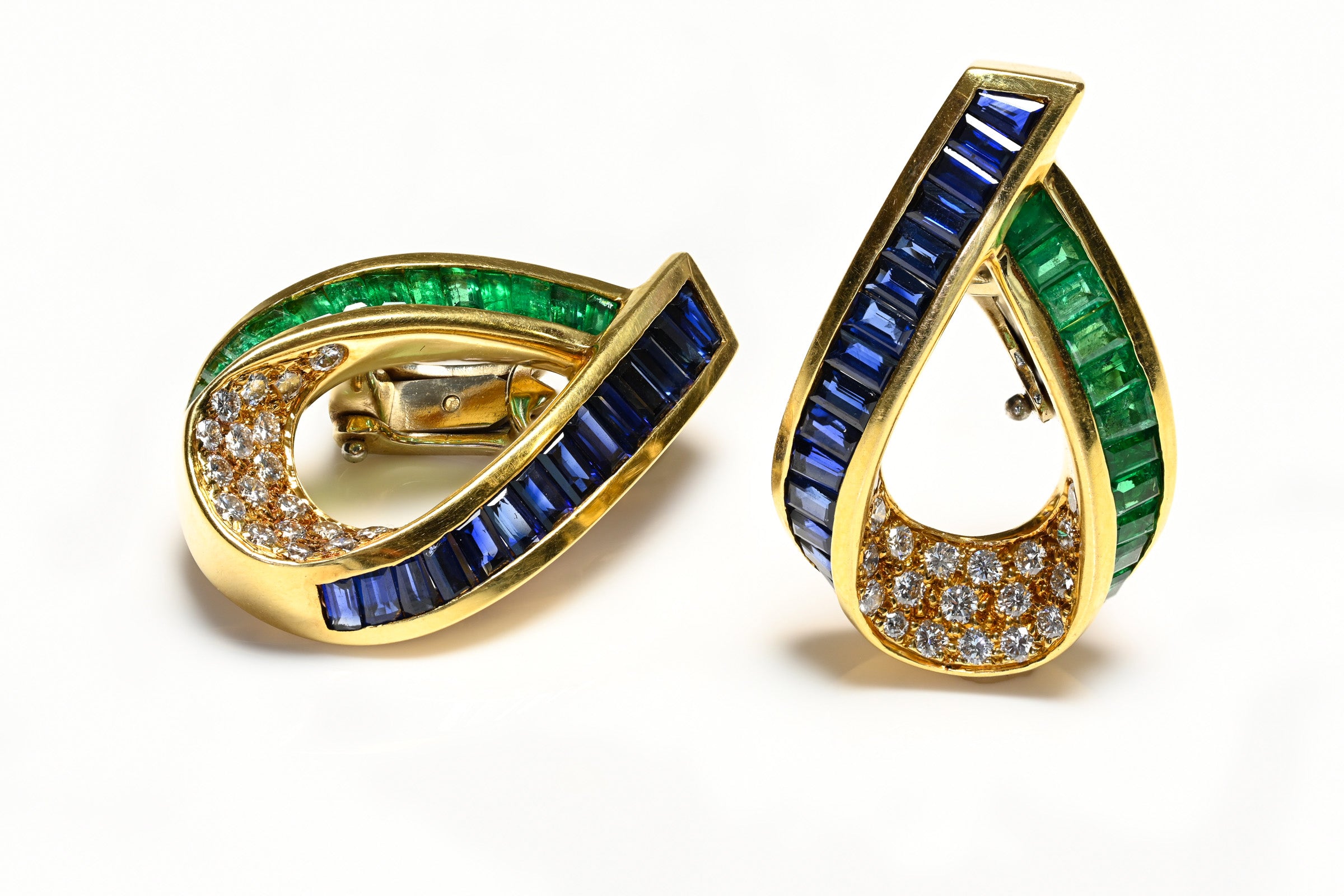 Krypell Emeralds Sapphire Diamond Earrings