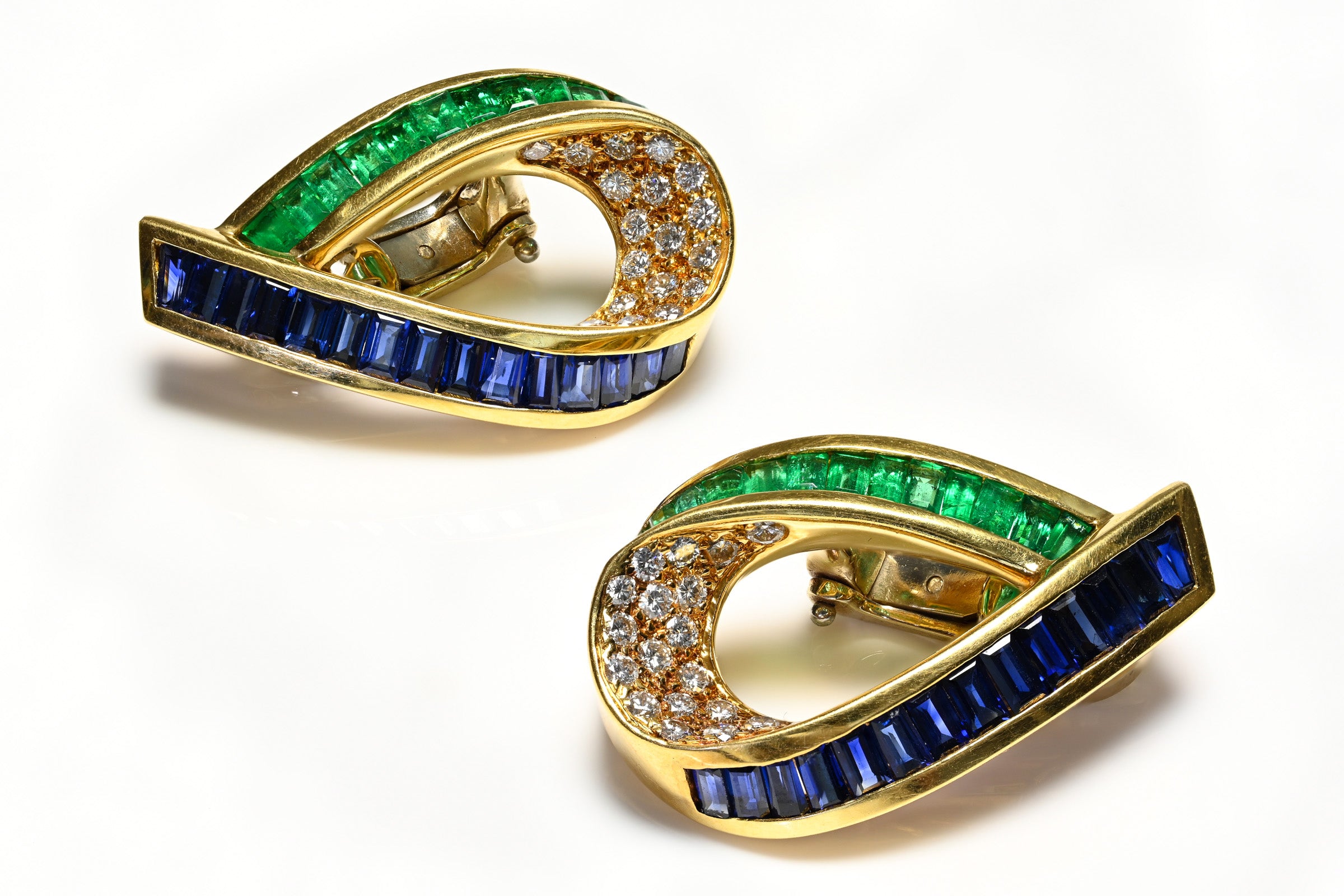 Emeralds Sapphire Diamond Earrings