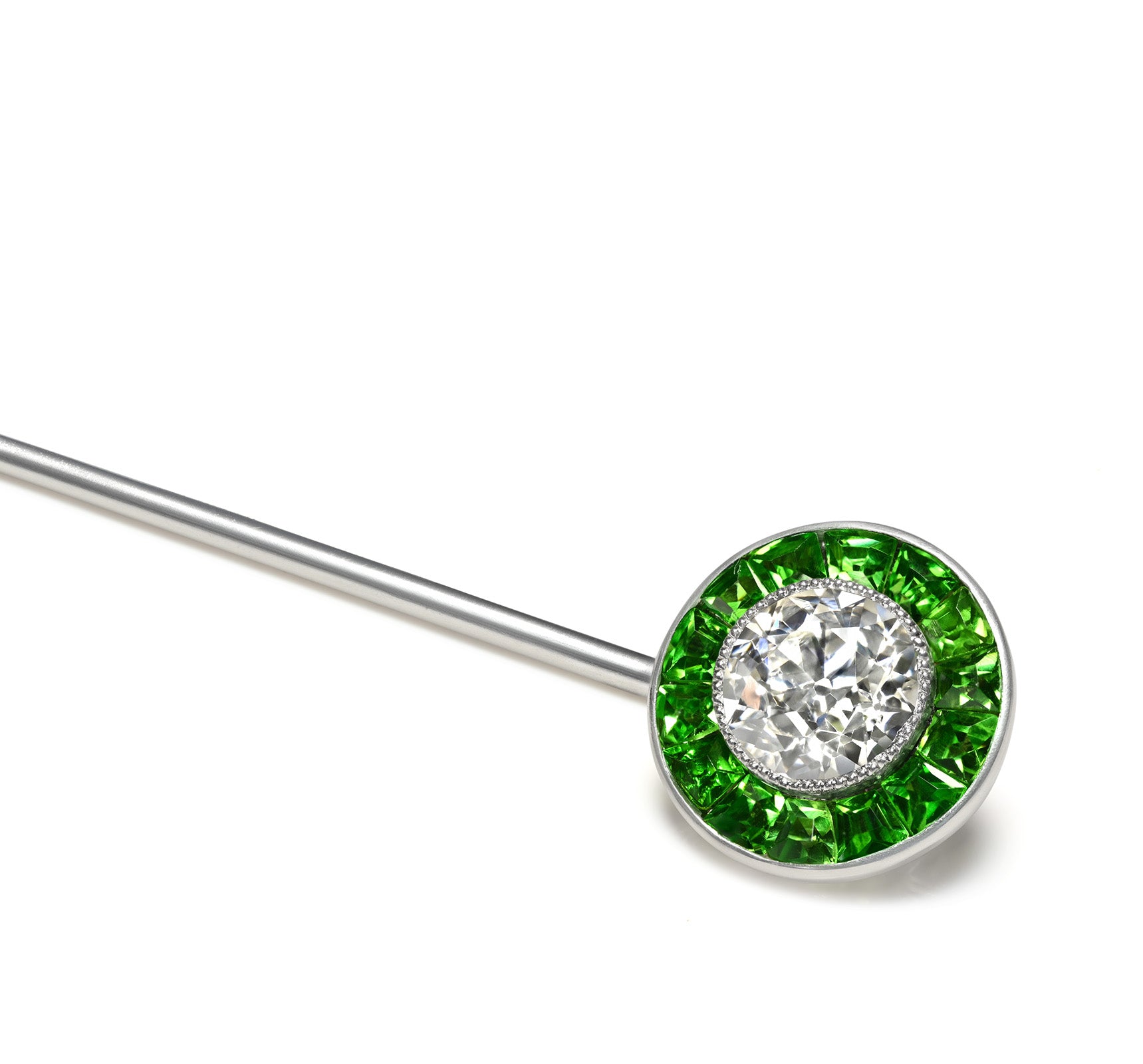 Charlton & Co. Mine Cut Diamond Stick Pin Brooch