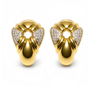 Vintage 18K Yellow Gold Earrings with Diamonds