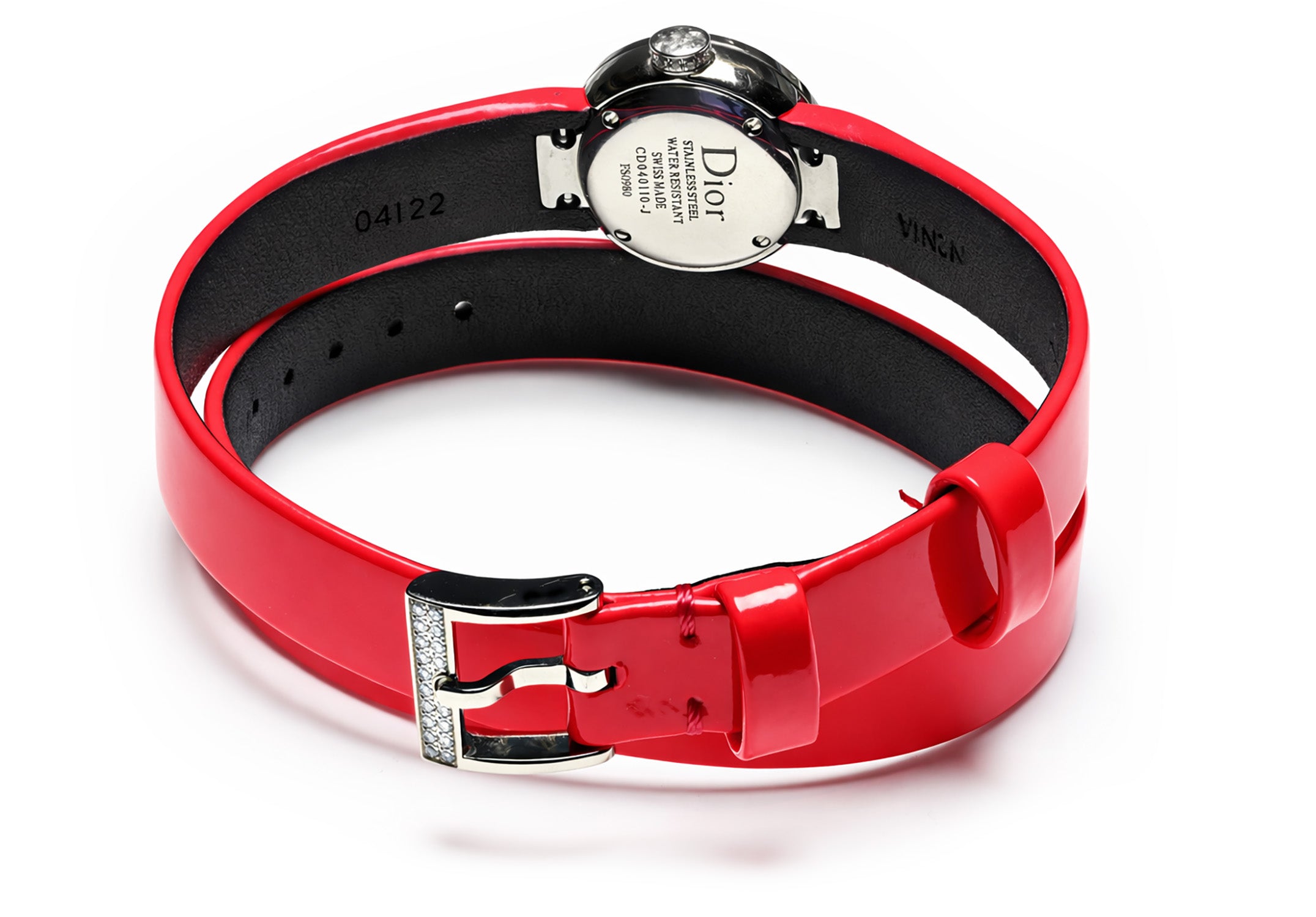 橋*ア様 Christian Dior レディース 時計 Christian Dior “La D de Dior” Ladies Watch – Pink Strap Diamond Bezel