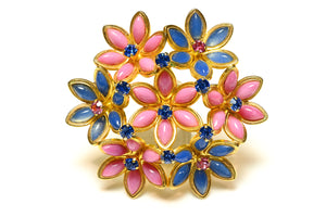 Christian Dior 1967 Henkell & Grosse Pink Blue Flower Brooch